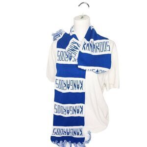 Kangaroos Knit Striped Pattern Blue White Scarf Lightweight